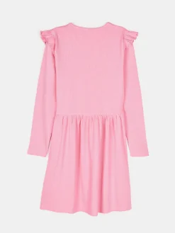 GATE Prążkowana bawełniana sukienka z falbankami|Dzieci Dziewczynki·Sukienki