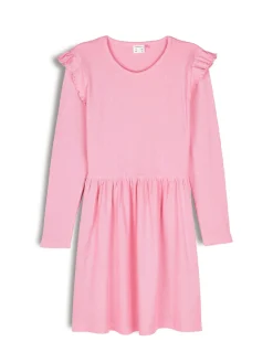 GATE Prążkowana bawełniana sukienka z falbankami|Dzieci Dziewczynki·Sukienki