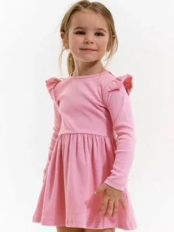 GATE Prążkowana bawełniana sukienka z falbankami|Dzieci Dziewczynki·Sukienki