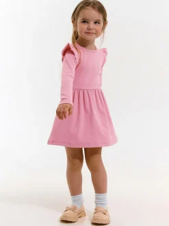 GATE Prążkowana bawełniana sukienka z falbankami|Dzieci Dziewczynki·Sukienki