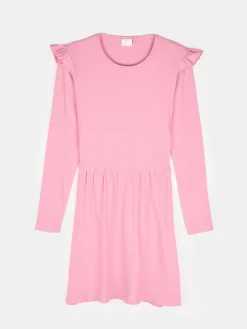 GATE Prążkowana bawełniana sukienka z falbankami|Dzieci Dziewczynki·Sukienki