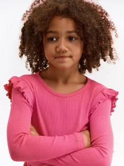 GATE Prążkowana bawełniana sukienka z falbankami|Dzieci Dziewczynki·Sukienki