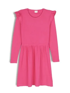 GATE Prążkowana bawełniana sukienka z falbankami|Dzieci Dziewczynki·Sukienki