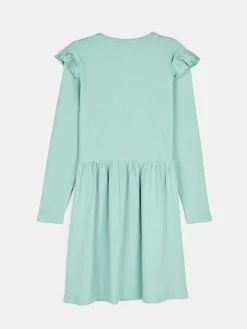 GATE Prążkowana bawełniana sukienka z falbankami|Dzieci Dziewczynki·Sukienki