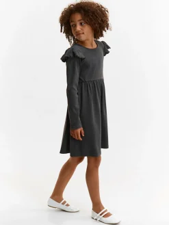 GATE Prążkowana bawełniana sukienka z falbankami|Dzieci Dziewczynki·Sukienki