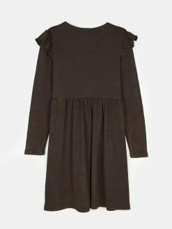 GATE Prążkowana bawełniana sukienka z falbankami|Dzieci Dziewczynki·Sukienki