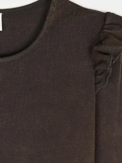 GATE Prążkowana bawełniana sukienka z falbankami|Dzieci Dziewczynki·Sukienki