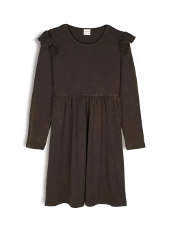 GATE Prążkowana bawełniana sukienka z falbankami|Dzieci Dziewczynki·Sukienki