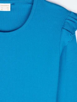 GATE Prążkowana bawełniana sukienka z falbankami|Dzieci Dziewczynki·Sukienki