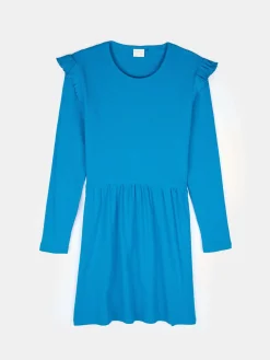 GATE Prążkowana bawełniana sukienka z falbankami|Dzieci Dziewczynki·Sukienki