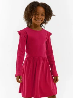 GATE Prążkowana bawełniana sukienka z falbankami|Dzieci Dziewczynki·Sukienki