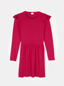 GATE Prążkowana bawełniana sukienka z falbankami|Dzieci Dziewczynki·Sukienki