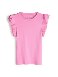 GATE Prążkowana koszulka z falbankami|Dzieci Dziewczynki·Koszulki I Topy