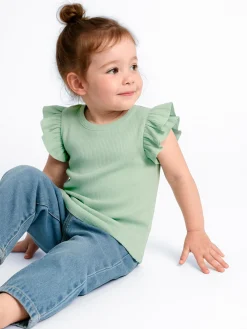 GATE Prążkowana koszulka z falbankami|Dzieci Dziewczynki·Koszulki I Topy