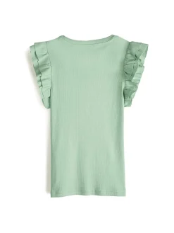 GATE Prążkowana koszulka z falbankami|Dzieci Dziewczynki·Koszulki I Topy