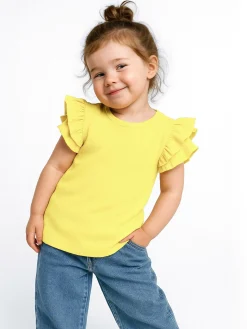 GATE Prążkowana koszulka z falbankami|Dzieci Dziewczynki·Koszulki I Topy