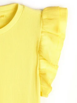 GATE Prążkowana koszulka z falbankami|Dzieci Dziewczynki·Koszulki I Topy