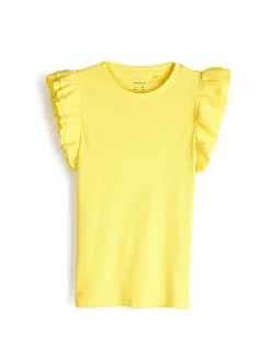 GATE Prążkowana koszulka z falbankami|Dzieci Dziewczynki·Koszulki I Topy