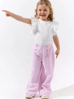 GATE Prążkowana koszulka z falbankami|Dzieci Dziewczynki·Koszulki I Topy