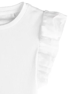 GATE Prążkowana koszulka z falbankami|Dzieci Dziewczynki·Koszulki I Topy