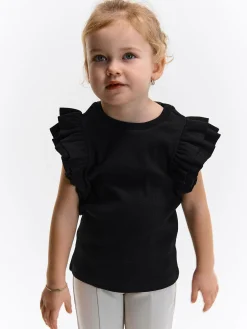 GATE Prążkowana koszulka z falbankami|Dzieci Dziewczynki·Koszulki I Topy