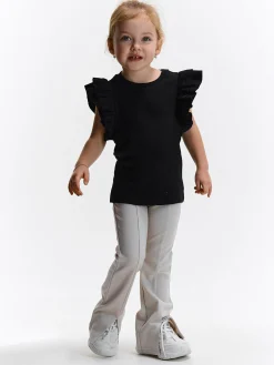 GATE Prążkowana koszulka z falbankami|Dzieci Dziewczynki·Koszulki I Topy