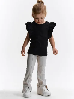 GATE Prążkowana koszulka z falbankami|Dzieci Dziewczynki·Koszulki I Topy