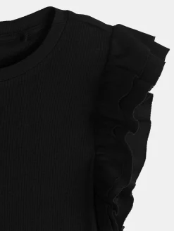 GATE Prążkowana koszulka z falbankami|Dzieci Dziewczynki·Koszulki I Topy