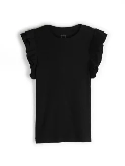 GATE Prążkowana koszulka z falbankami|Dzieci Dziewczynki·Koszulki I Topy