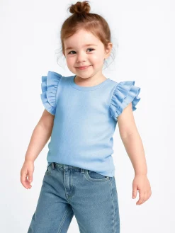 GATE Prążkowana koszulka z falbankami|Dzieci Dziewczynki·Koszulki I Topy