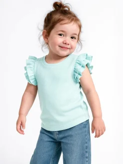 GATE Prążkowana koszulka z falbankami|Dzieci Dziewczynki·Koszulki I Topy