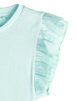 GATE Prążkowana koszulka z falbankami|Dzieci Dziewczynki·Koszulki I Topy