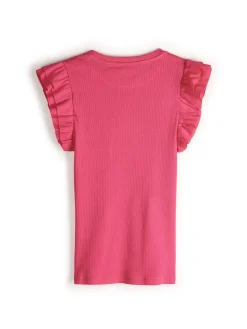 GATE Prążkowana koszulka z falbankami|Dzieci Dziewczynki·Koszulki I Topy