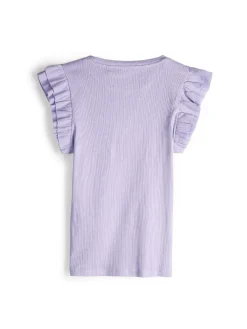 GATE Prążkowana koszulka z falbankami|Dzieci Dziewczynki·Koszulki I Topy
