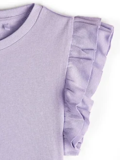 GATE Prążkowana koszulka z falbankami|Dzieci Dziewczynki·Koszulki I Topy