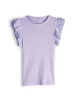 GATE Prążkowana koszulka z falbankami|Dzieci Dziewczynki·Koszulki I Topy