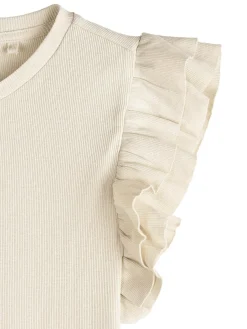 GATE Prążkowana koszulka z falbankami|Dzieci Dziewczynki·Koszulki I Topy