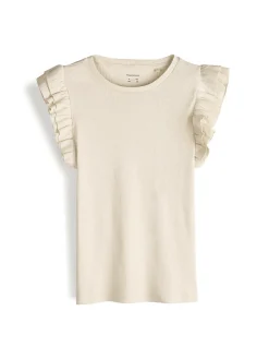 GATE Prążkowana koszulka z falbankami|Dzieci Dziewczynki·Koszulki I Topy