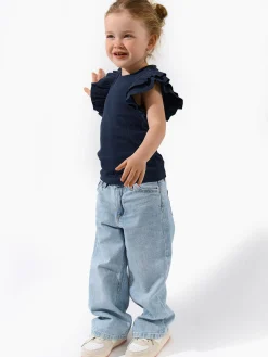 GATE Prążkowana koszulka z falbankami|Dzieci Dziewczynki·Koszulki I Topy