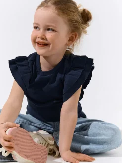 GATE Prążkowana koszulka z falbankami|Dzieci Dziewczynki·Koszulki I Topy