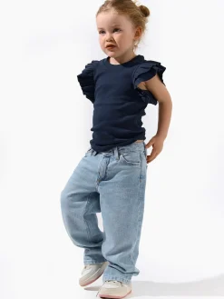 GATE Prążkowana koszulka z falbankami|Dzieci Dziewczynki·Koszulki I Topy