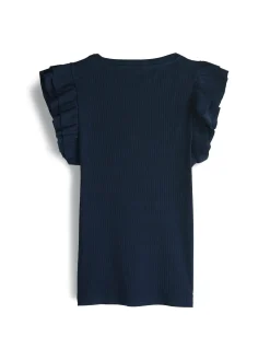 GATE Prążkowana koszulka z falbankami|Dzieci Dziewczynki·Koszulki I Topy