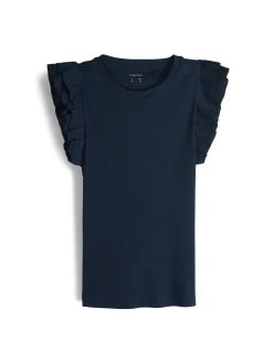 GATE Prążkowana koszulka z falbankami|Dzieci Dziewczynki·Koszulki I Topy