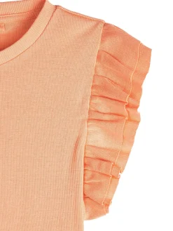 GATE Prążkowana koszulka z falbankami|Dzieci Dziewczynki·Koszulki I Topy