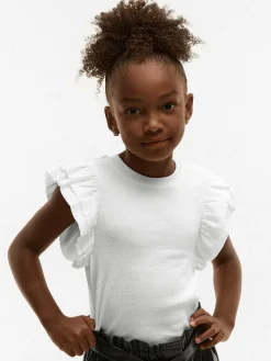 GATE Prążkowana koszulka z falbankami|Dzieci Dziewczynki·Koszulki I Topy