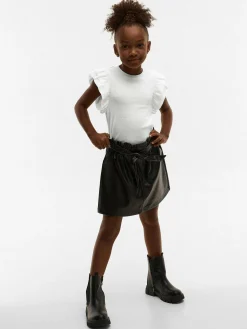 GATE Prążkowana koszulka z falbankami|Dzieci Dziewczynki·Koszulki I Topy