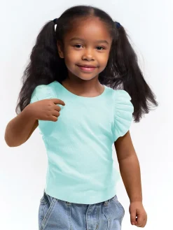 GATE Prążkowana koszulka z falbankami|Dzieci Dziewczynki·Koszulki I Topy