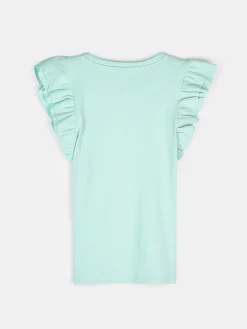 GATE Prążkowana koszulka z falbankami|Dzieci Dziewczynki·Koszulki I Topy