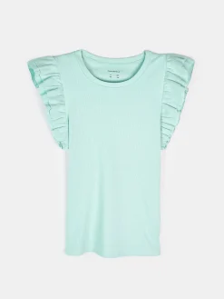 GATE Prążkowana koszulka z falbankami|Dzieci Dziewczynki·Koszulki I Topy