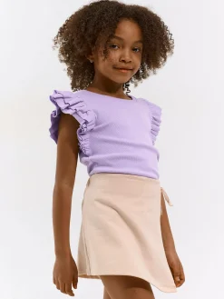 GATE Prążkowana koszulka z falbankami|Dzieci Dziewczynki·Koszulki I Topy